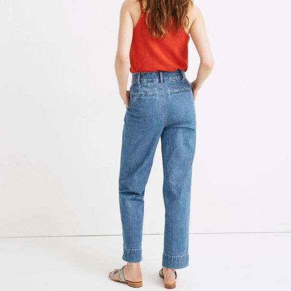 Madewell Pleated Taper Wide-Leg Jeans Size 4 - Picture 2 of 6